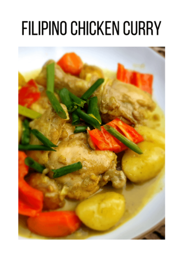 a bowl of filipino style chicken curry