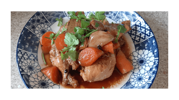 plate of chicken adobo